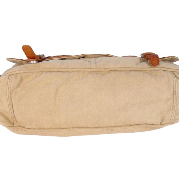 SUNDANCE Anabaglish Canvas/Leather Large Distressed Messenger Bag - MINT - Picture 6 of 11